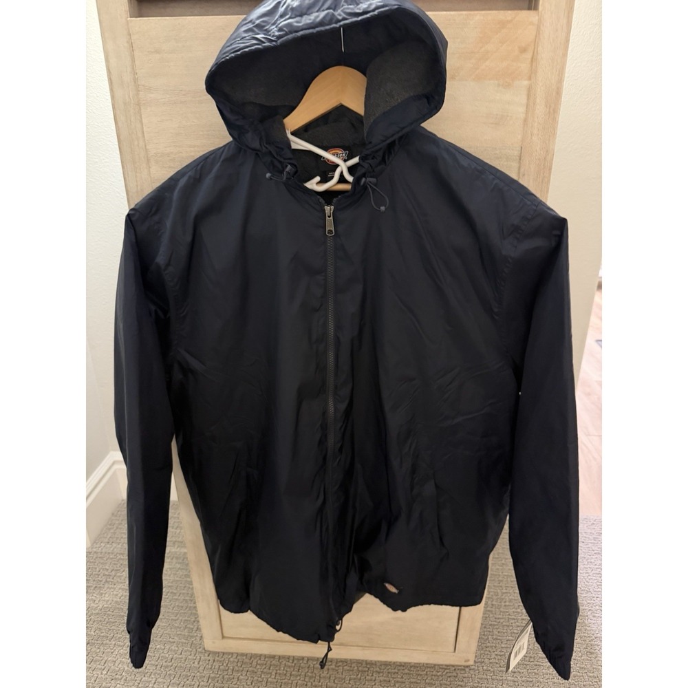 NEW! Dickies Hooded Jacket Navy Fleece Lined Water Resistant work wear